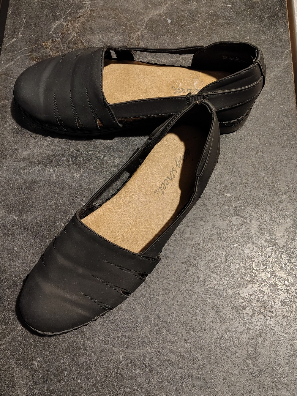 easy street Black Slip-On Quilted Detail Flats